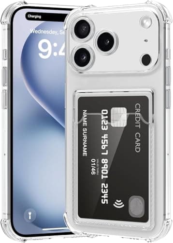 Clear Wallet Phone Case for iPhone 17 Pro, Upgrade Card Slot Case, Slim Fit Protective Soft TPU Shockproof Wallet Case with Cute Card Holder Pocket for iPhone 17 Pro (Clear) Cellular phone case