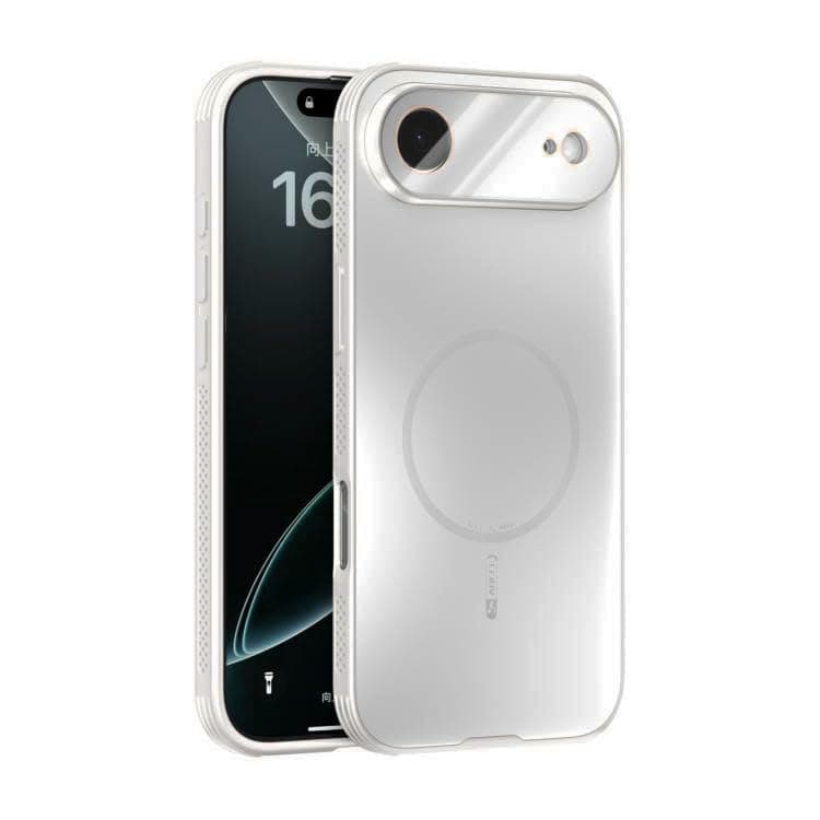 Protective case (Compatible with iPhone 17 Air), magnetic cover with camera lens protector, matte finish, military-grade impact protection, suitable for outdoor use. (Silver) Cellular phone case