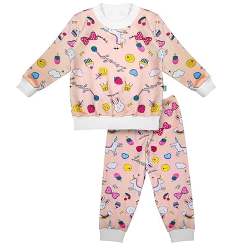 Baby Shoora Girls Pajama Long Sleeves Sweatshirt&Pants Printed Shapes Pajama Set (pack of 1)