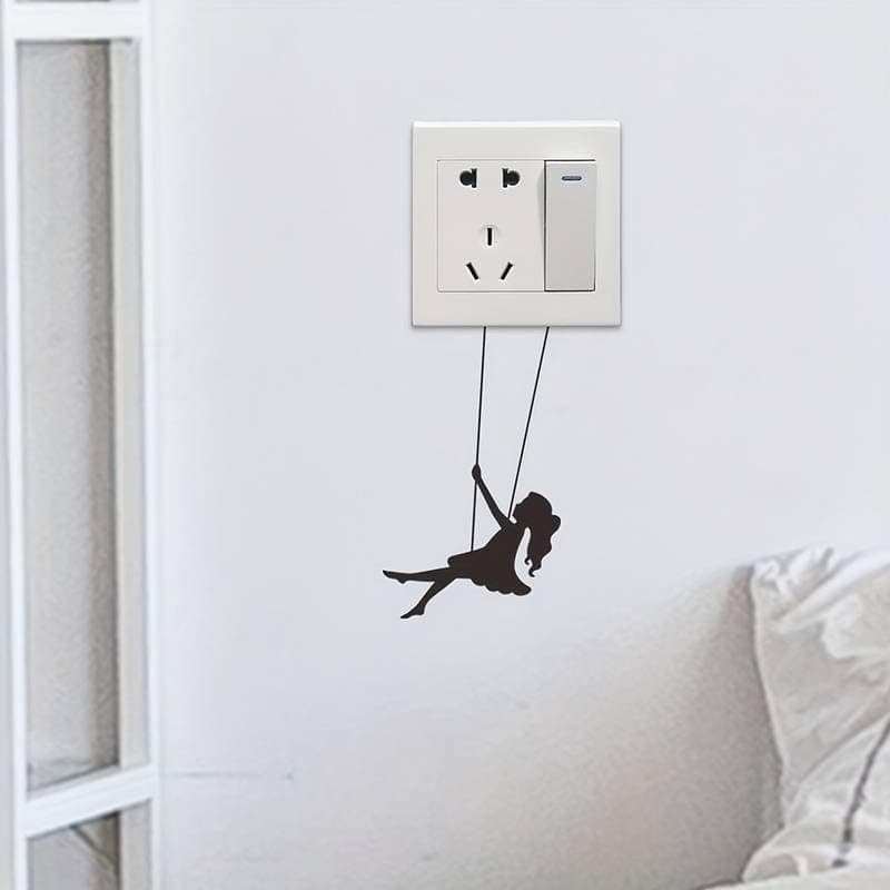 1 Piece Cartoon Transformation Poster Girl on Swing Style Bedroom Living Room Wall Decoration Sticker for Light Switches Size 15 * 11cm Sticker decal