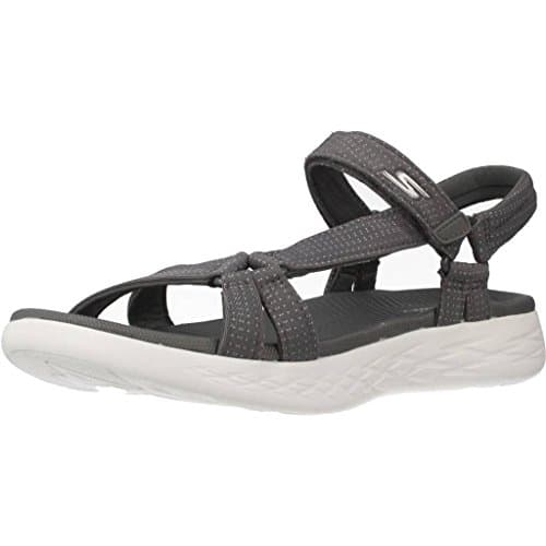 Skechers Women's 15316 Ankle Strap Sandals, Medium, Charcoal, 38 Eu