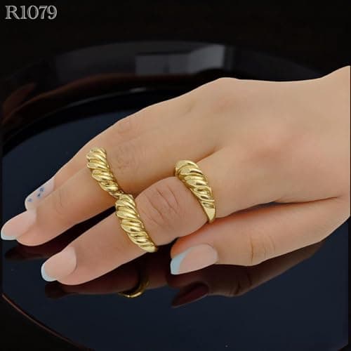 3 Diamonds 292474661779508 Women's Ring, Gold Plated, High Quality With Sparkling Zircon