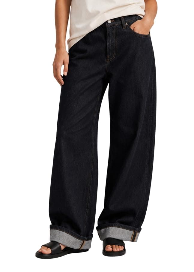 Mid-Waist Baggy Folded Jeans-CO02