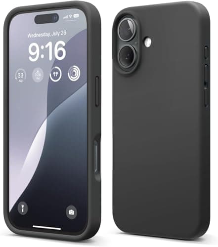 Compatible with iPhone 16 Case, Premium Liquid Silicone Case, Full Body Protective Cover, Shockproof, Slim Phone Case, Anti-Scratch Soft Microfiber Lining, 6.1 inch (Black) Cellular phone case