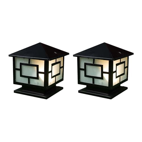El Rawda Lighting - Set of 2 Modern Black Metal Wall Lanterns Light fixture
