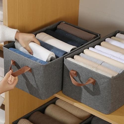 Clothes Storage Bins with Handles Large Thick Sturdy Foldable Storage Bins Cube Organizer for Towels Clothes Item container