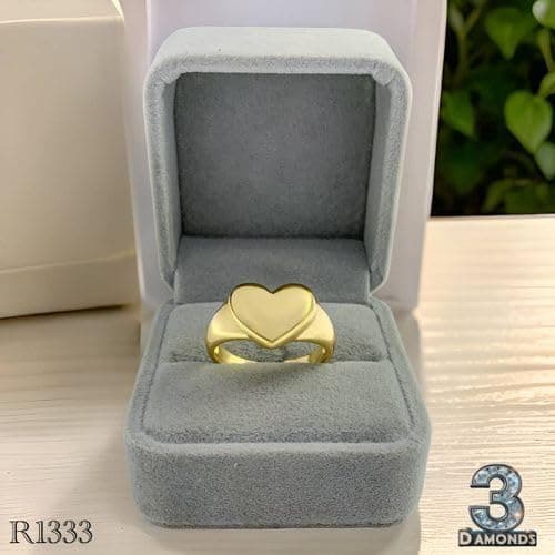 3 Diamonds 292474661779656 Gold-Plated Chunky Heart Ring – Bold Minimalist Design-1