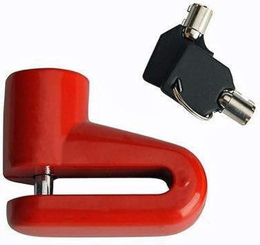 Disc Brake Lock Durable Anti-Theft Motorcycle Bicycle Lock with 2 Keys, Red - sa car