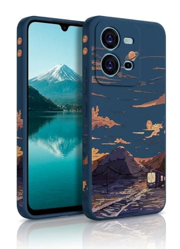 Case Compatible with Vivo V25 / V25E - Ultra HD Long Lasting UV Printing Design on Back and Sides - Matte Surface Anti-Fingerprint (Mountain Home at Sunset) Cellular phone case