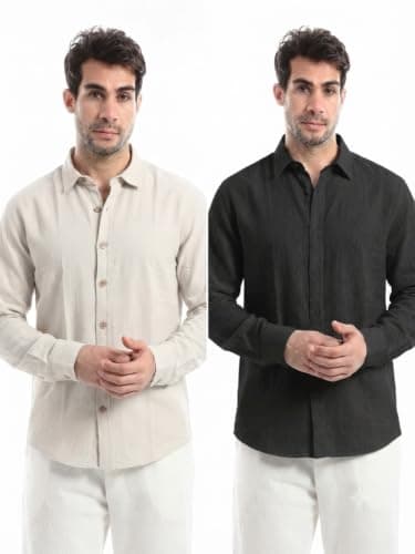 kady Bundle Of 2 Shirt With Long Sleeves Men black-beige 3XL Outerwear