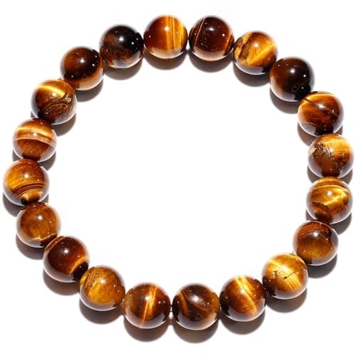 Wizock Gem Semi Precious Gemstone Beaded Bracelets Spiritual Crystals Unisex Stretch Bracelets for Women and Men 10mm Round Beads