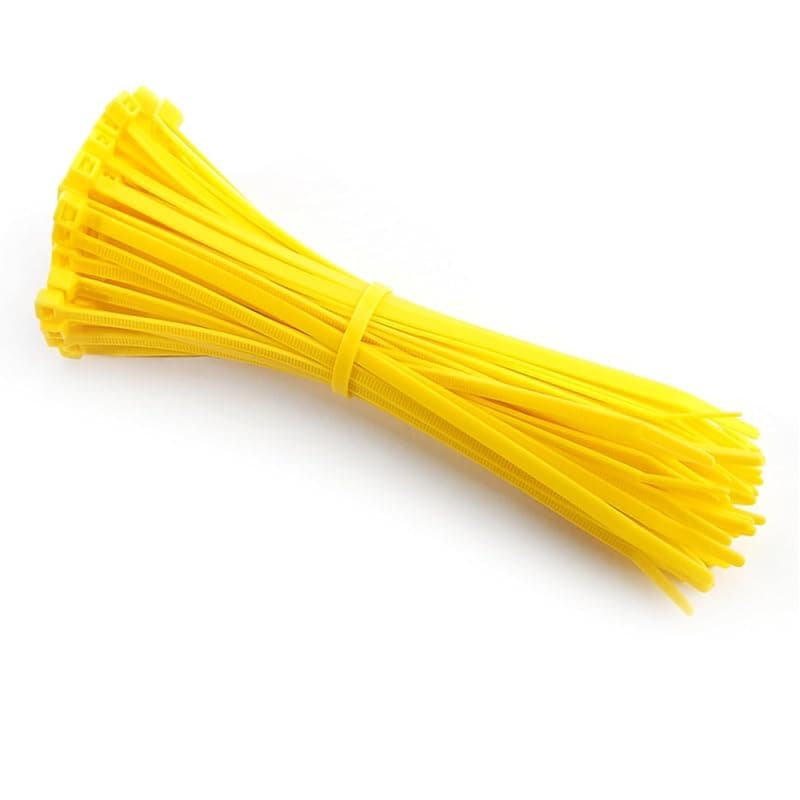 High Resistance Plastic Tie Belt for Indoor and Outdoor Use (100 Bands, Yellow, 20cm, 4mm) - by KaberTrade
