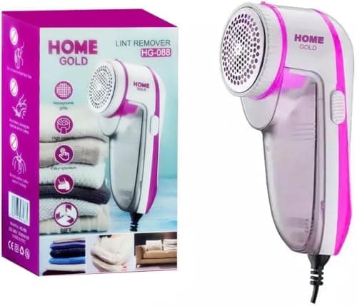 Lint Remover for Clothes, Fabric Shaver with Honeycomb Mesh, Visible Lint Container and Ergonomic Handle for Sweaters, Coats, Blankets and Furniture, Pink and White, HG-088
