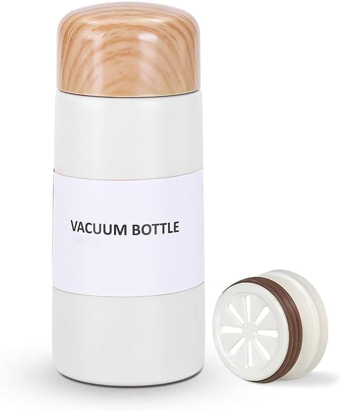 Mini Flask 150 ml, Vacuum Insulated Stainless Steel Pocket Water Bottle, Compact Thermal Mug for Coffee, Tea, Work and Travel, 5 x 13 cm (White)