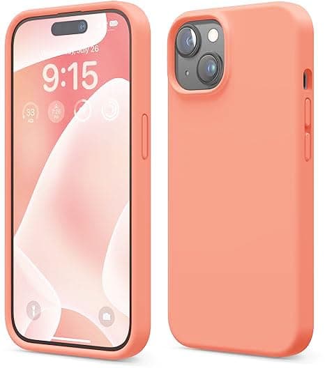 Compatible with iPhone 15 Case, Liquid Silicone Case, Full Body Shockproof Protective Cover [Soft Microfiber Lining], Slim Thin Phone Case for iPhone 15 6.1 inch, (Salmon) Cellular phone case
