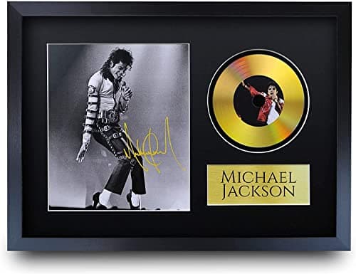 HWC Trading A3 P Michael Jackson King Of Pop Portrait Print With A Golden Disc In Picture Mj Gifts For Fans Music Memorabilia - A3 Framed