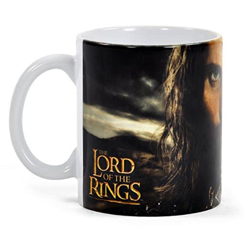 Elbenwald Lord of the Rings Aragorn Mug with Anduril All-Round Print and Film Logo Ceramic 300 ml Drinking cup