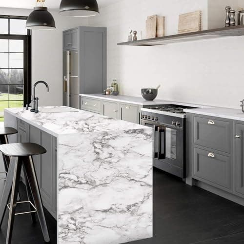 Generic White Marble Wallpaper (60 x 500cm) - Kitchen Countertop & Cabinet - Self-Adhesive, Water & Oil Resistant