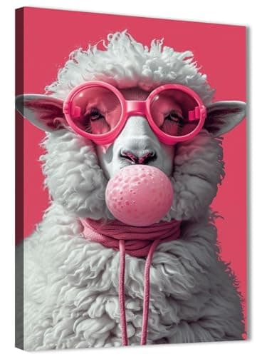 Skills Digital Art Sheep Wearing Fashion Wall Art - Wall Art for Living Room, Bedroom, Office Decorations and More - Size (30cm x 40cm)