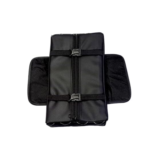 منظم مقعد السيارة الجلدي المبطن مع حامل كوبين وجيوب تخزين، أسود LOKYBOY