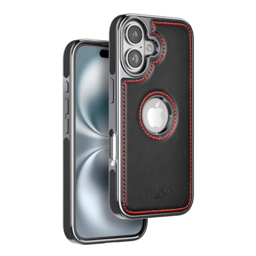 PULOKA iPhone 16 Plus Leather Case (Black) Cellular phone case