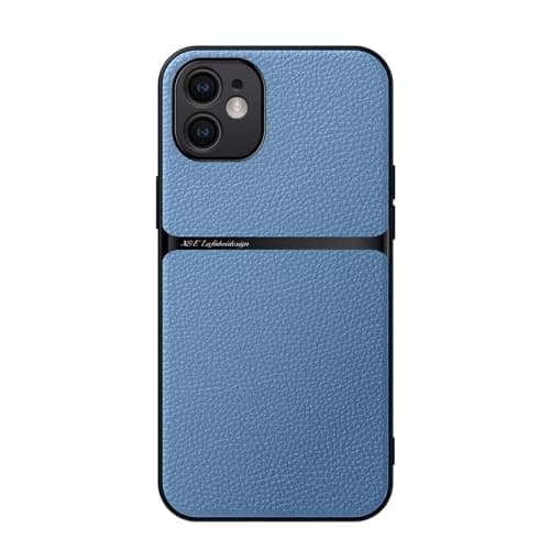 Case For(Compatible With iphone 11) Litchi Leather Magnetic Full Coverage Shockproof Pho Premium Leather TPU Silicone Hybrid Texture Is Non-Slip And Shockproof Phone Case Cover (Light Blue) Cellular phone case