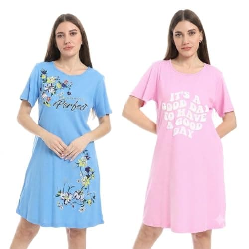 KADY Womens Bundle of 2 sleepshirt short sleeves Bundle of 2 sleepshirt short sleeves Nightgown nightshirt