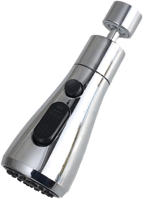 360° Rotating Kitchen Sink Sprayer – Powerful Pressure and Water Saving (Silver Kitchen Faucet Head, Extension and Rotating Spray Nozzle, Increase Water Pressure)