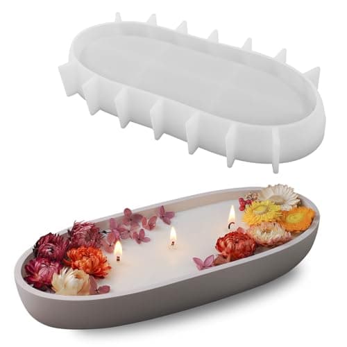 Wehous Large Bowl Resin Mold, 11.6'' Oval Bowl Silicone Molds for Resin Concrete Cement, Epoxy Casting Mold for Jewelry Makeup Storage Container Candle Boat Succulent Pot, Table Home Decoration Craft mold