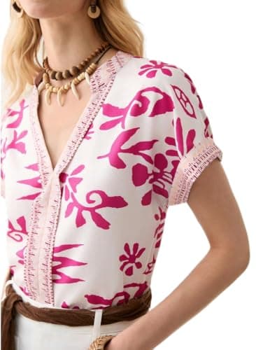 Women's Stylish Floral Patchwork Shirt, Spring And Summer