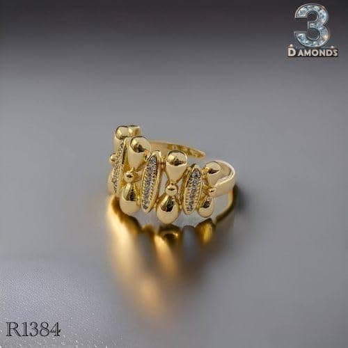 3 Diamonds 292474661779635 Gold-Plated Ring with Unique Geometric Design and Zircon for Women-1