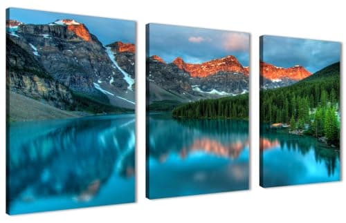 Skills Canvas Wall Art - Murine Lake in Canadian Rocky Mountains - Wall Art for Living Room, Bedroom, Office Decorations & More (30cm x 40cm x 3pcs)