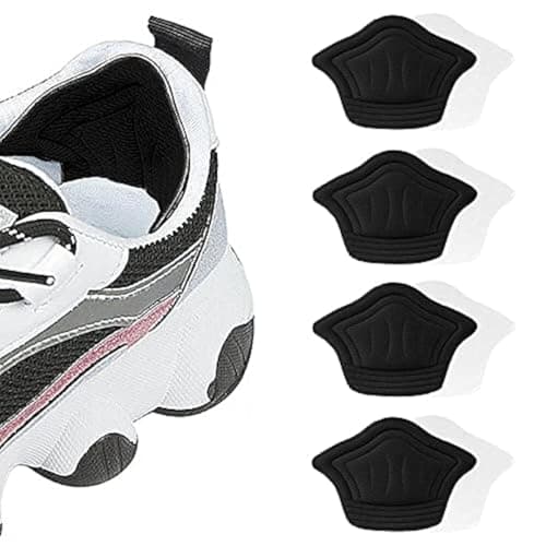 Heel Cushion for Loose Shoes, Heel Grips Liner Cushions Inserts Self-Adhesive Heel Protector Pads for Sneaker Shoe Too Big Men Women - Black, 4 Pairs