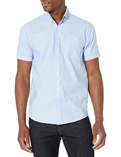 Lee Uniforms Men's Short-Sleeve Oxford Shirt, Light Blue, M