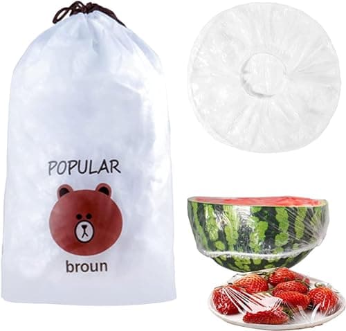 100 Pack Food Saver Bags - Stretch Lids - Clear Stretch Lids - Can Be Used Multiple Times - Keep Food Fresh and Prevent Smells Inside Refrigerator Container lid