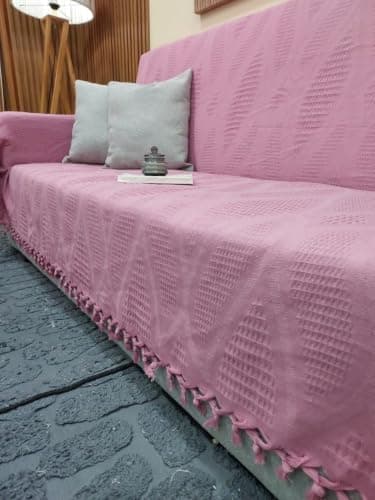 Generic Solid Piqué Blanket 100% Cotton Pink 220 x 240 cm, .reh