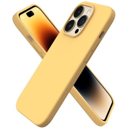 ORNARTO for iPhone 14 Pro Case 6.1 Inch, Slim Liquid Silicone, Sunglow | 3-Layer Full Covered Soft Gel Rubber, Non-Slip Grip Shockproof Protective Cover, Phone Case for iPhone 14 Pro Cellular phone case