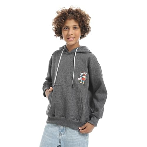 CAESAR - سيزر Boys Boys' hoodie with hood and prints on the back and chest Boys' hoodie with hood and prints on the back and chest