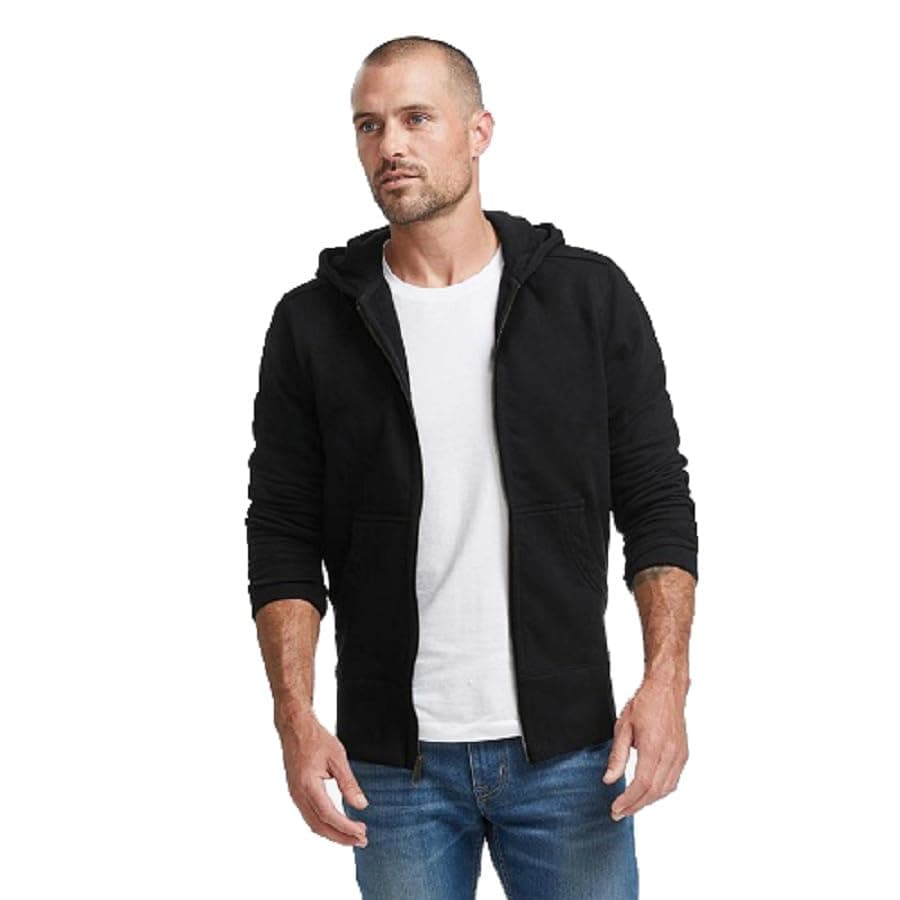 Full Zip Hooded Sweatshirt For Men, Black