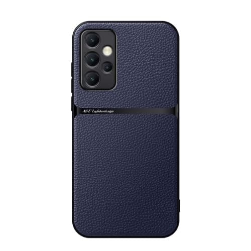 Case For(Compatible With Samsung A52) Litchi Leather Magnetic Full Coverage Shockproof Pho Premium Leather TPU Silicone Hybrid Texture Is Non-Slip And Shockproof Phone Case Cover (Blue) Cellular phone case