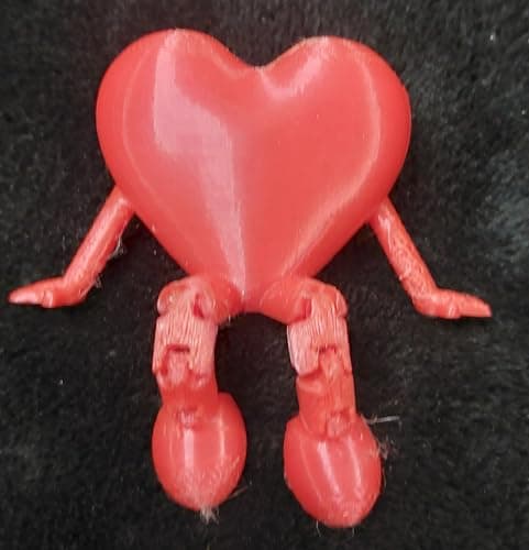 Heart Statue with Articulated Arms and Legs, 3D Printed, Red, Valentine's Day Gift