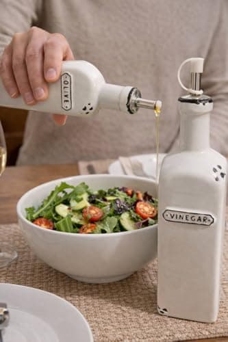 Generic Olive Oil and Vinegar Bottle Set, White, 750 ml, 2-Piece Dispenser Set for Kitchen and Dining, .sa