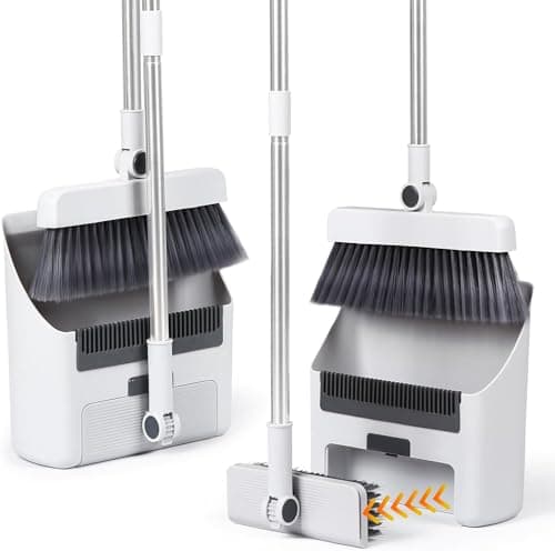 JALSA 3-in-1 Cleaning Set – Large Size Broom, Dustpan & Floor Brush Set with Stainless Steel Handle, Foldable Space-Saving Home Cleaning Kit for Tiles, Carpets & Floors