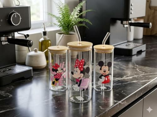 [Bedaya] Glass Tumbler with Bamboo Lid and Glass Straw – Reusable Cold Drink Cup 16 oz – Suitable for Iced Coffee & Juice – 1 Pack