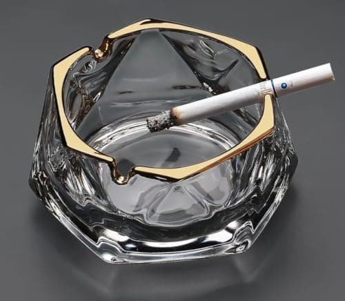 Generic Glass ashtray with gold rim, Imported product, .mek