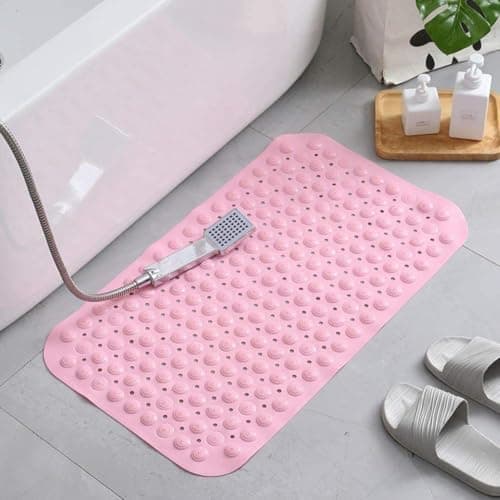 Generic Non-Slip Bathtub Mat, Pink, Silicone, 68 x 36 cm, with Heavy-Duty Suction Cups, Bathroom Safety Mat, .IR Bathtub shower mat