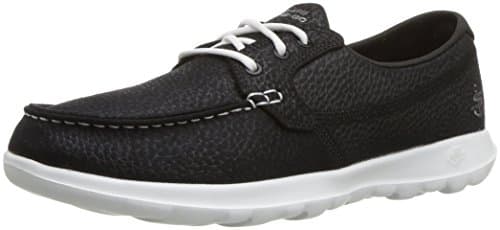 Skechers Women's Go Walk Lite-Eclipse Boat Shoe, Black White, 4.5 UK