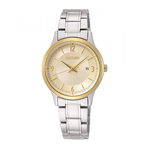 Seiko Quartz Stainless Steel Band Analog Watch for Women Gold Dial SXDH04P1