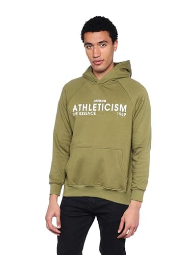 FIRE WOOD mens Melton cotton full sleeves hooded and front pockets Sweatshirt