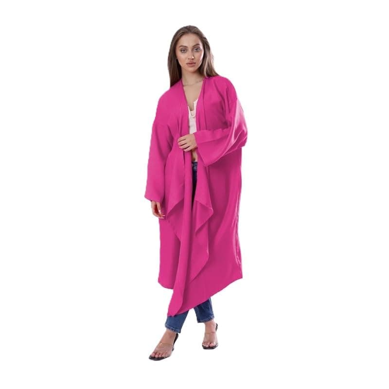 Bibo Women's Solid Long Kurdigan Free Size Fits from 60 to 85 Kg Approximately Fuchsia One Size Sweater